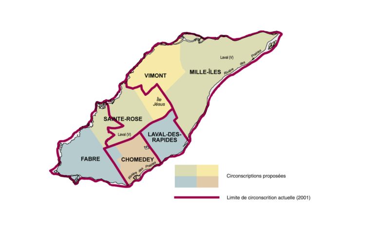 Voici la carte de l'île Jésus et le redécoupage électoral qui entrera en vigueur dès les prochaines élections provinciales, prévues en 2014.