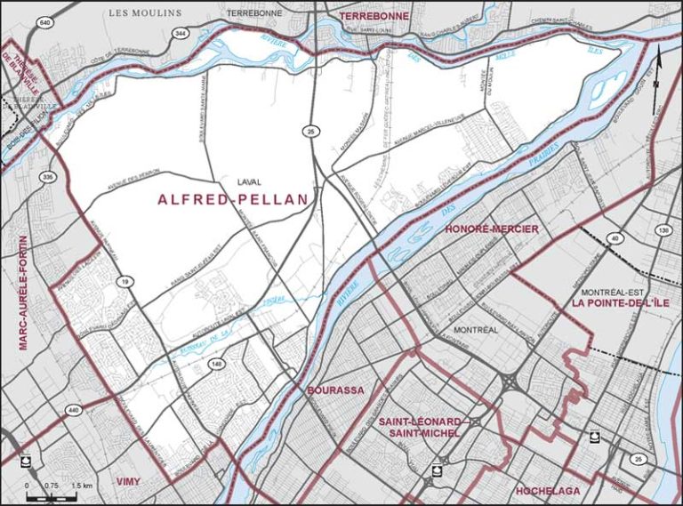Les nouvelles limites de la circonscription d'Alfred-Pellan.