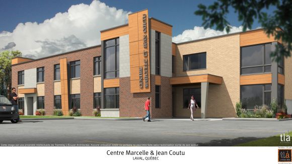 Les travaux de reconstruction du Centre Marcelle et Jean Coutu ont débuté il y a quelques jours. Voici à quoi ressemblera le bâtiment une fois les travaux terminés. (Photo: Martin Alarie)