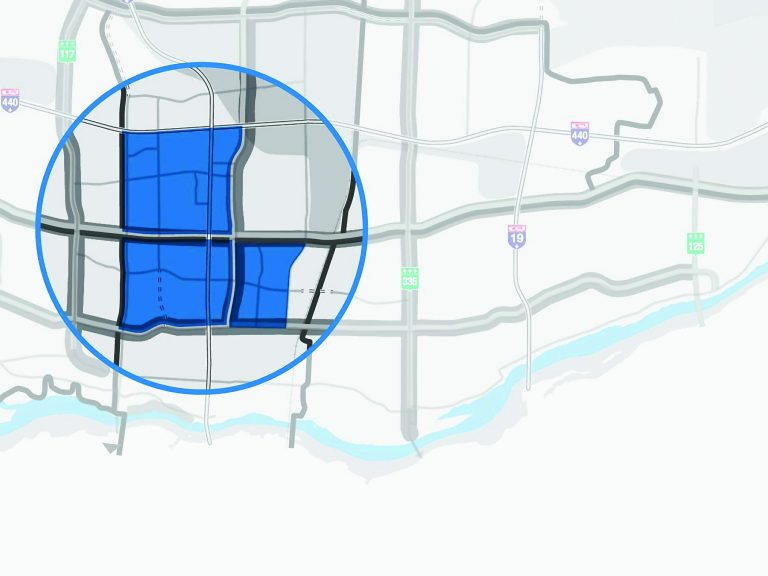 La zone désignant le centre-ville (photo) est 15 fois plus vaste que le quadrilatère Montmorency-Concorde se trouvant dans sa partie sud-est.