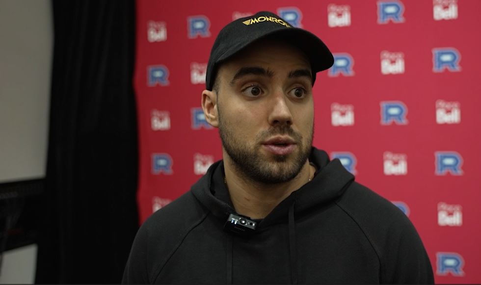 L'attaquant Peter Abbandonato lors du point de presse de fin de saison du Rocket de Laval.