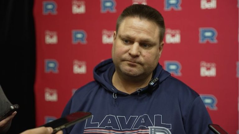 Jean-François Houle lors du point de presse de fin de saison du Rocket de Laval.