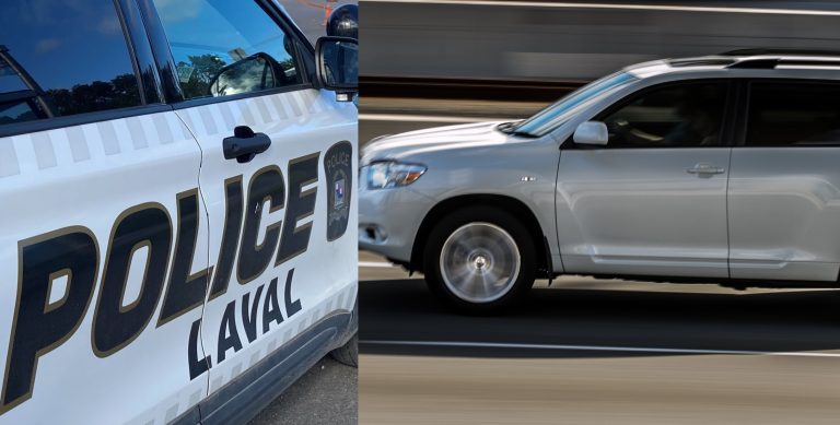 Un agent de 24 ans du Service de police de Laval alors qu'on tentait d'intercepter le conducteur d'un véhicule utilitaire sport Toyota Highlander sur l'autoroute 15.