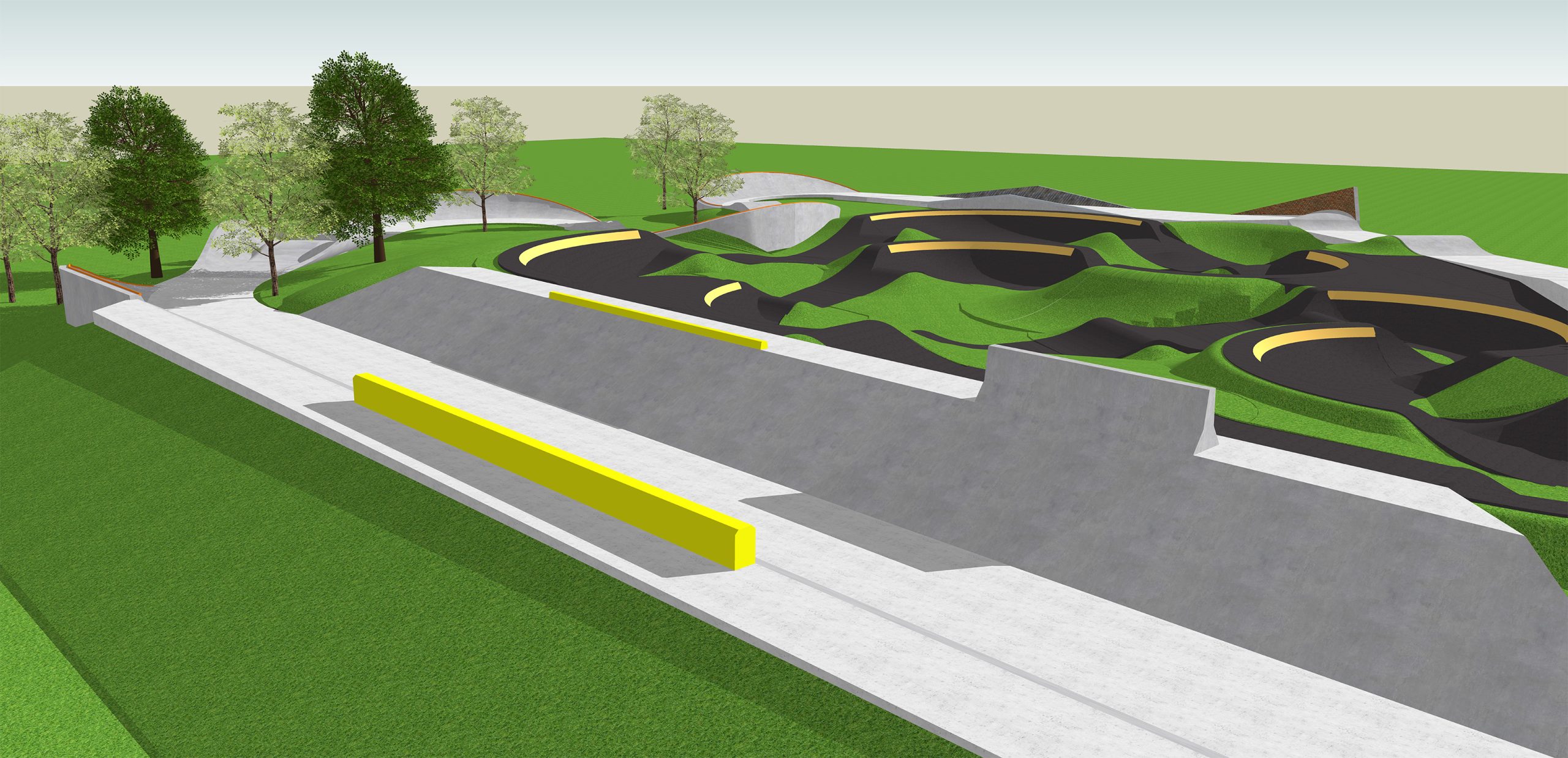 Plan concept de la future piste à rouleaux du parc du Sablon à Chomedey.