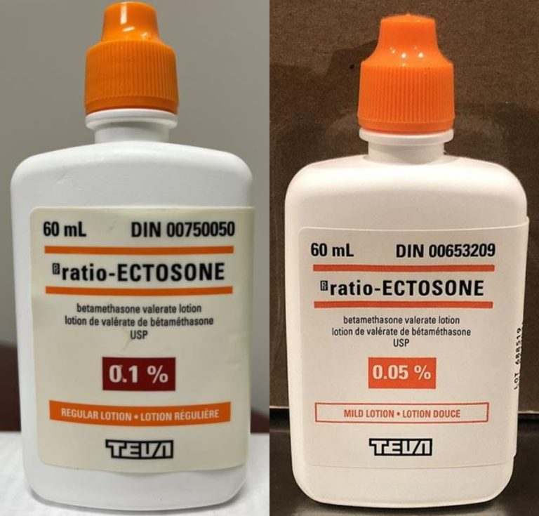 Deux des lotions visées par le rappel.