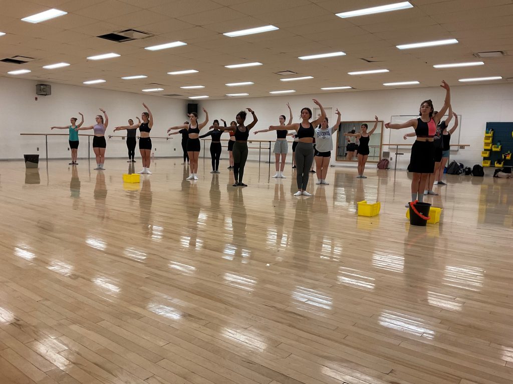 Au Collège Montmorency, les étudiant.e.s en danse doivent s’exercer aux côtés de sauts d’eau, en raison du toit fuyant. (Photo gracieuseté)