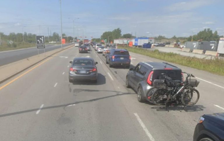 Tronçon de la route 335 qui sera visée par des fermetures plus tard cette semaine. (Capture d'écran - Google Maps)
