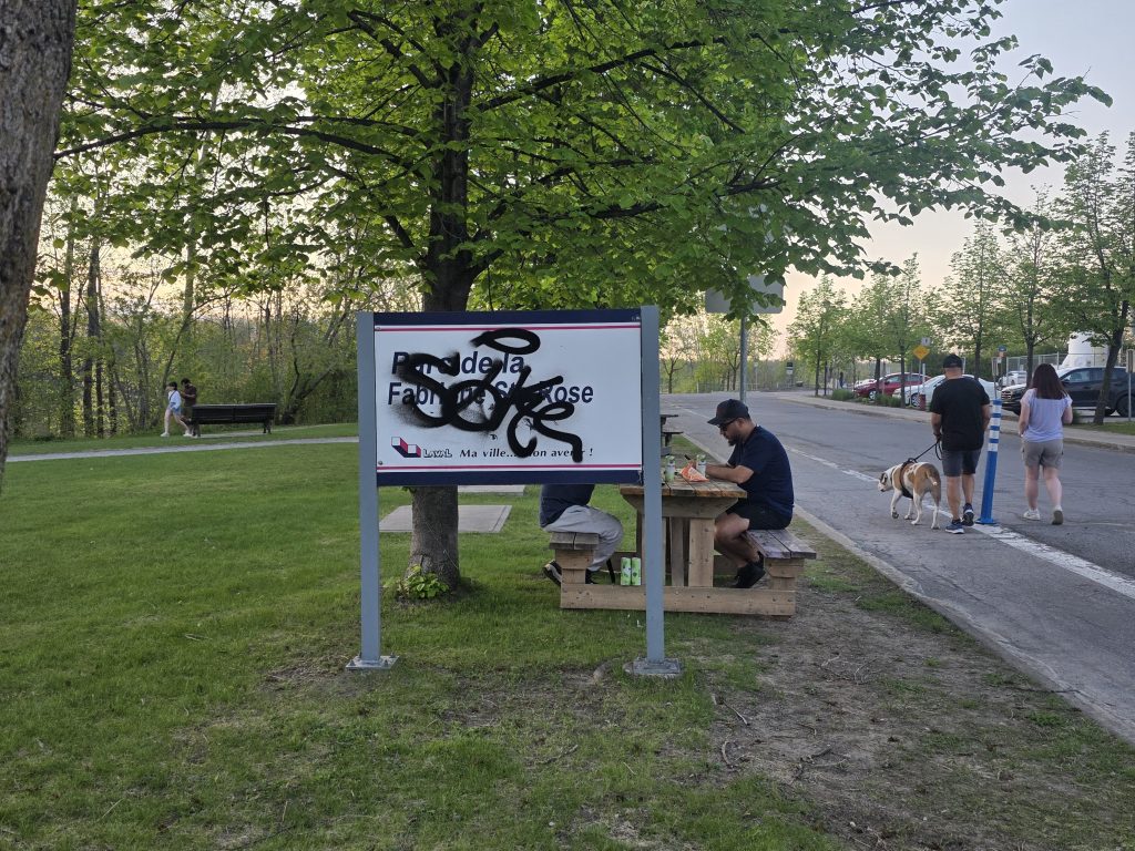 Graffitis dans la berge des Baigneurs, dans le Vieux-Sainte-Rose. (Photo 2M.Media – Corinne Prince)
