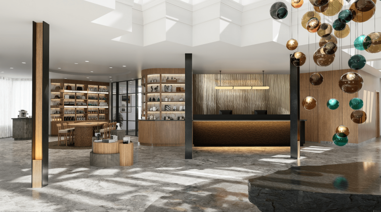 Les firmes DMA Architectes et CAMDI Design ont été mises à contribution pour rénover le Hilton Laval, qui devient l'Hôtel OMAGE Laval, où les matériaux bruts rappelant les éléments seront à l'honneur, bois, pierre, acier, eau et feu. (Photo Gracieuseté Groupe Hôtelier Grand Château)