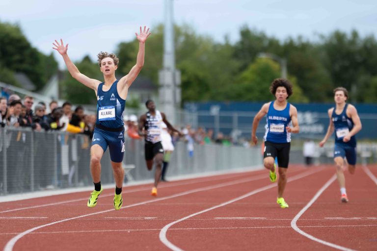 Le sprinteur lavallois Mickael Allaire lors d'une épreuve des Jeux du Canada 2025. (Photo gracieuseté - Jeux du Canada / Eric Bartlett)