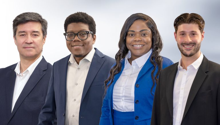 Dans l’ordre habituel, Juan Schneider (Marc-Aurèle Fortin), Joseph Flaubert Duclair (Champfleury), Nancy Célestin (L'Orée-des-Bois) et Matthew Cammisano (Pont-Viau).