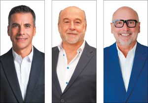 De gauche à droite, Nicholas Borne (Mouvement lavallois - Équipe Stéphane Boyer), François Pilon (Action Laval) et Michel Trottier (Parti Laval - Équipe Larochelle) se disputent le poste de conseiller municipal dans Laval-les-Îles.