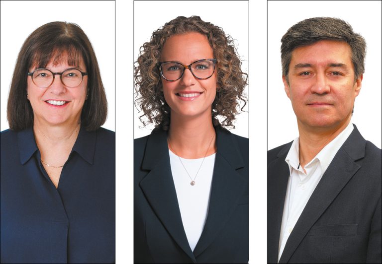 Dans l’ordre habituel, les trois candidats qui se font la lutte dans le district Marc-Aurèle-Fortin : Louise Lortie (Parti Laval - Équipe Larochelle), Emmanuelle Provost (Mouvement lavallois - Équipe Stéphane Boyer) et Juan Schneider (Action Laval).