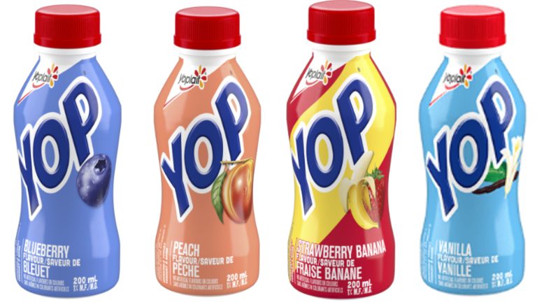 Du plastique trouvé dans les yogourts à boire YOP de Yoplait Quelques-unes des 18 sortes de yogourts à boire YOP de marque Yoplait visées par le rappel de l'Agence canadienne d'inspection des aliments. (Photos gracieuseté)