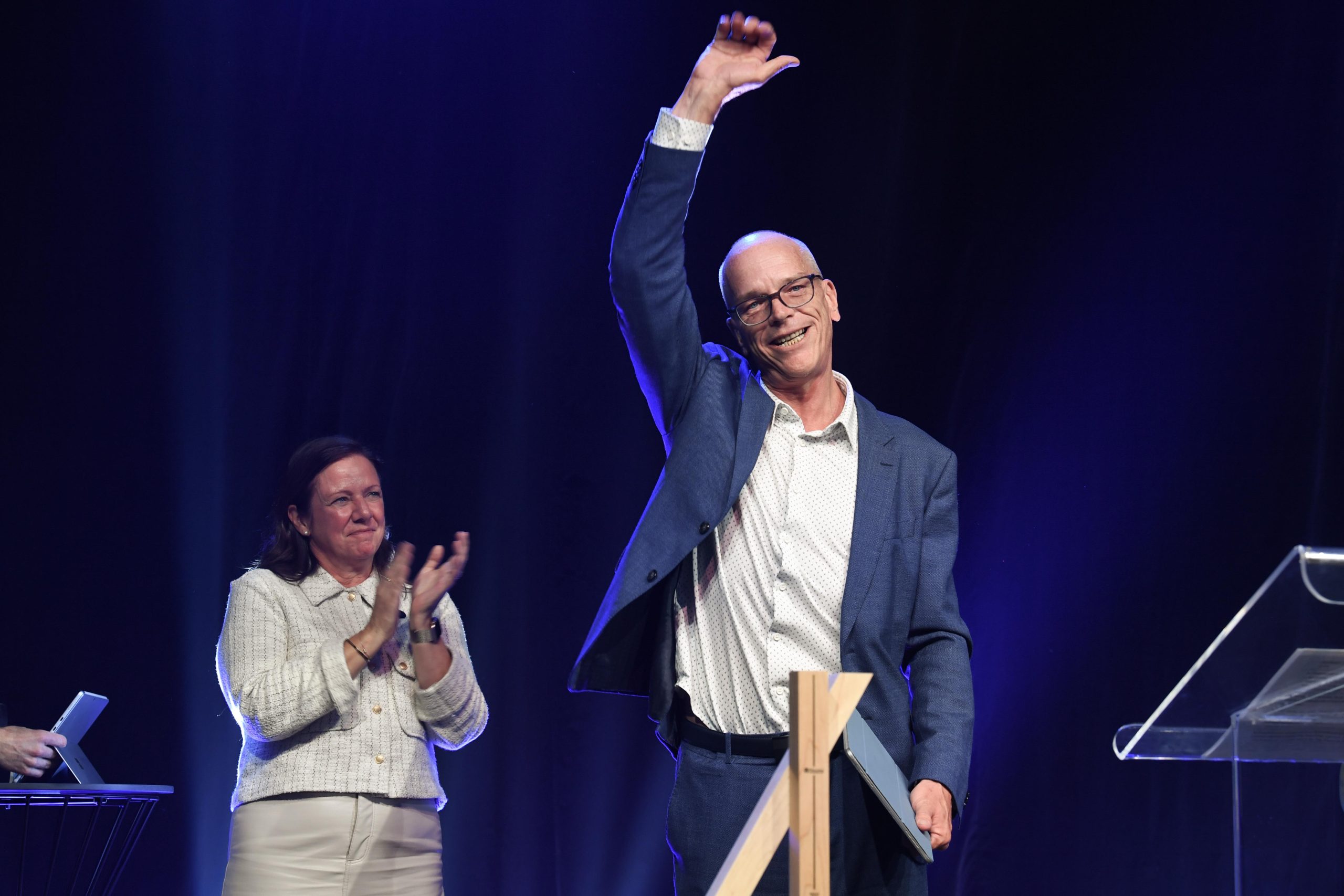 Stéphane Vachon, fondateur et directeur général de Groupe Trekking, lors de la remise de son Prix du Grand Bâtisseur. (Photo gracieuseté - Normand Huberteau)