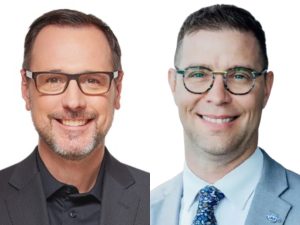 Jean-François Roberge, ministre de l'Immigration, de la Francisation et de l'Intégration, et Guillaume Tremblay, président de l’Union des municipalités du Québec.