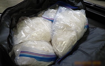 Une saisie de 266 kg de méthamphétamine à la frontière Sacs de méthamphétamine saisis par l'ASFC. (Photo gracieuseté)