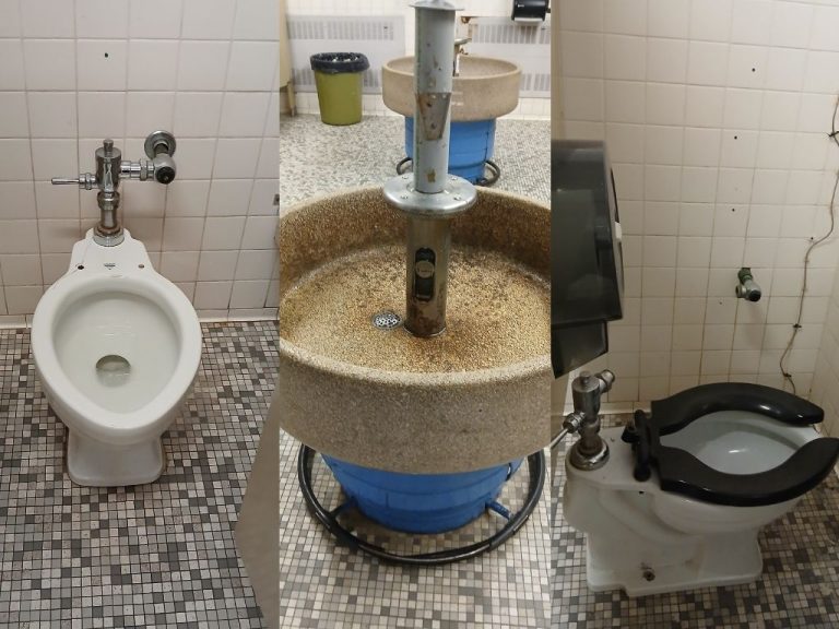 Les toilettes de l’école primaire l’Harmonie dégageraient une forte odeur en permanence, peu importe quand elles ont été utilisées ou nettoyées. (Photos gracieuseté)