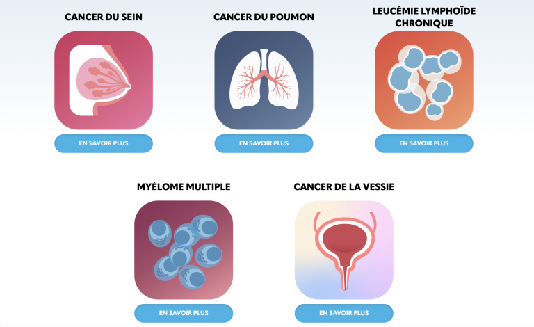 Page d'accueil de la nouvelle plateforme Base Oncologie lancée par la Fondation québécoise du cancer. (Capture d'écran - Site Web de la Base Oncologie)