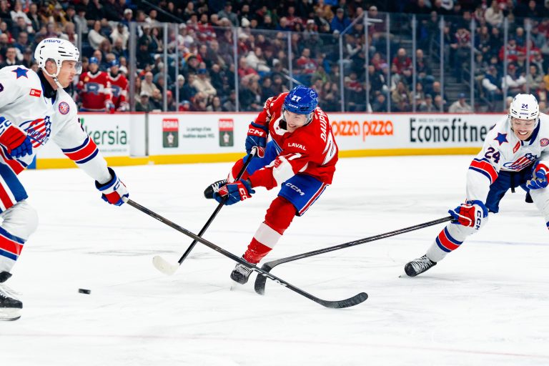 Laurent Dauphin a connu la meilleure saison de sa carrière dans la LAH avec une récolte de 59 points, et ce, même s’il a manqué 19 matchs en raison d’une suspension et des blessures. (Photo gracieuseté – Laurent Corbeil / L’Aréna du Rocket Inc.)