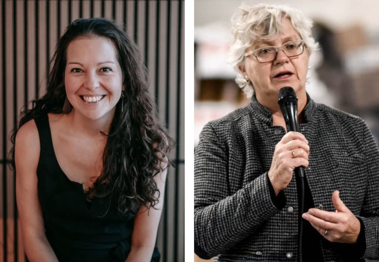 Dans l’ordre habituel, Marikym D’Amours-Bryson et Louise Hodder, la première succédant à la seconde à la direction générale du Pôle régional d’économie sociale de Laval.