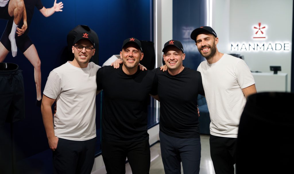 Anthony Ciavirella, Philip Santagata, Robert Marzin et Roberto «Berto» Rebelo, les cofondateurs de Manmade, dans leur boutique au Carrefour Laval. (Photo gracieuseté)