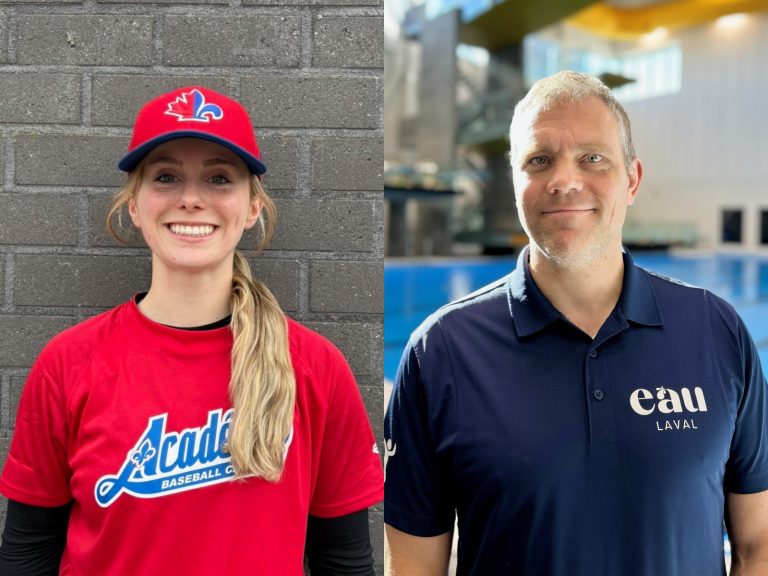 Camille Proulx et Olivier Bertrand ont tous deux remporté un prix dans leur catégorie respective lors du Gala Femmes d'influence en sport au Québec 2026. (Photos gracieuseté)