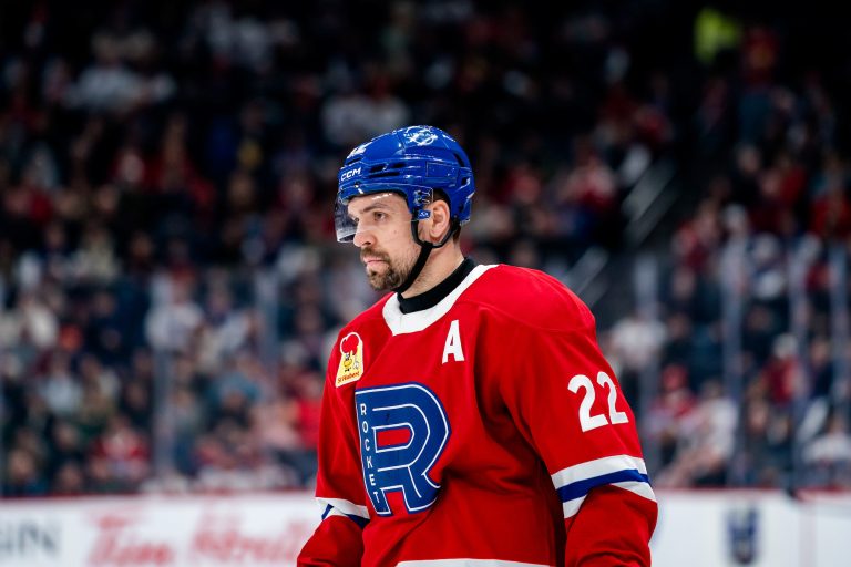 Alex Belzile a inscrit le but gagnant pour le Rocket de Laval dans le match #4 de sa série face aux Marlies de Toronto. (Photo gracieuseté - Laurent Grandmangin / L'Aréna du Rocket Inc)