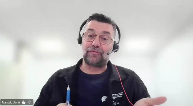 Denis Nantel pendant sa présentation virtuelle sur les campements. (Photo gracieuseté – Capture d’écran de la conférence du Réseau solidarité itinérance du Québec)