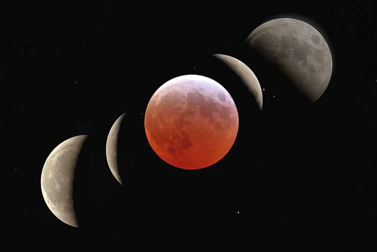 Des éclipses bientôt visibles au Québec Simulation de l'éclipse lunaire que l'on pourrait voir au Québec, dans la nuit du jeudi 27 au vendredi 28 août. (Photo gracieuseté)