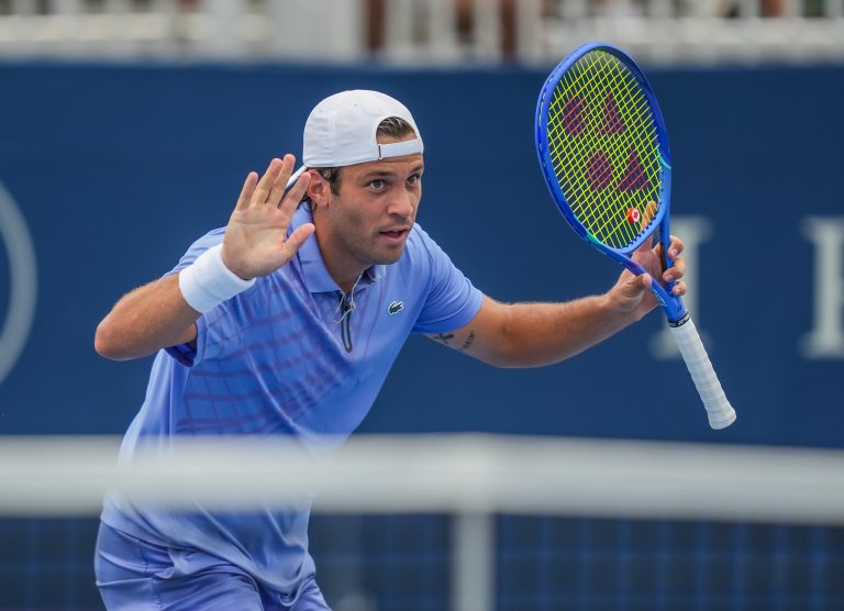 Alexis Galarneau lors de son match de deuxième tour à l'Omnium Banque Nationale 2025. (Photo gracieuseté - Tennis Canada / Tyler Anderson)