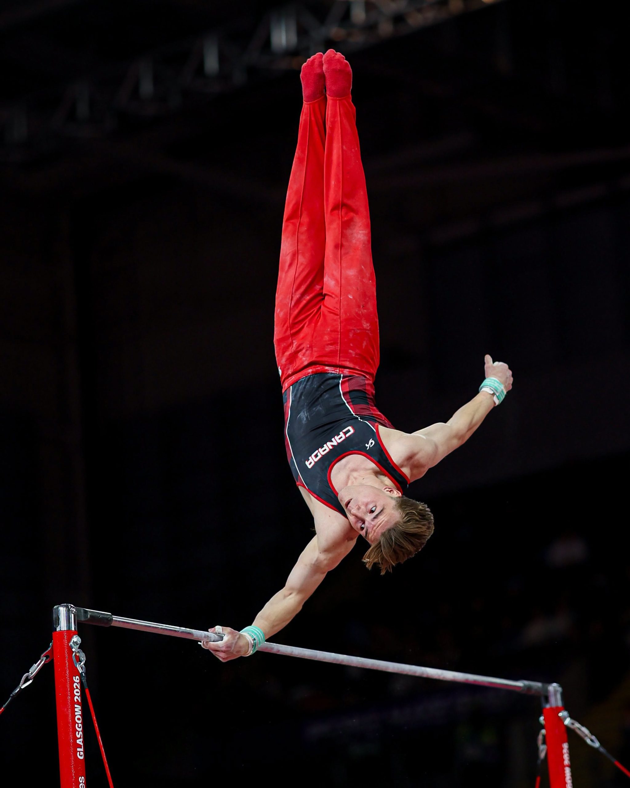 Félix Dolci à la barre horizontale lors des Jeux du Commonwealth 2026. (Photo gracieuseté – Gymnastique Canada / Antoine Saito)