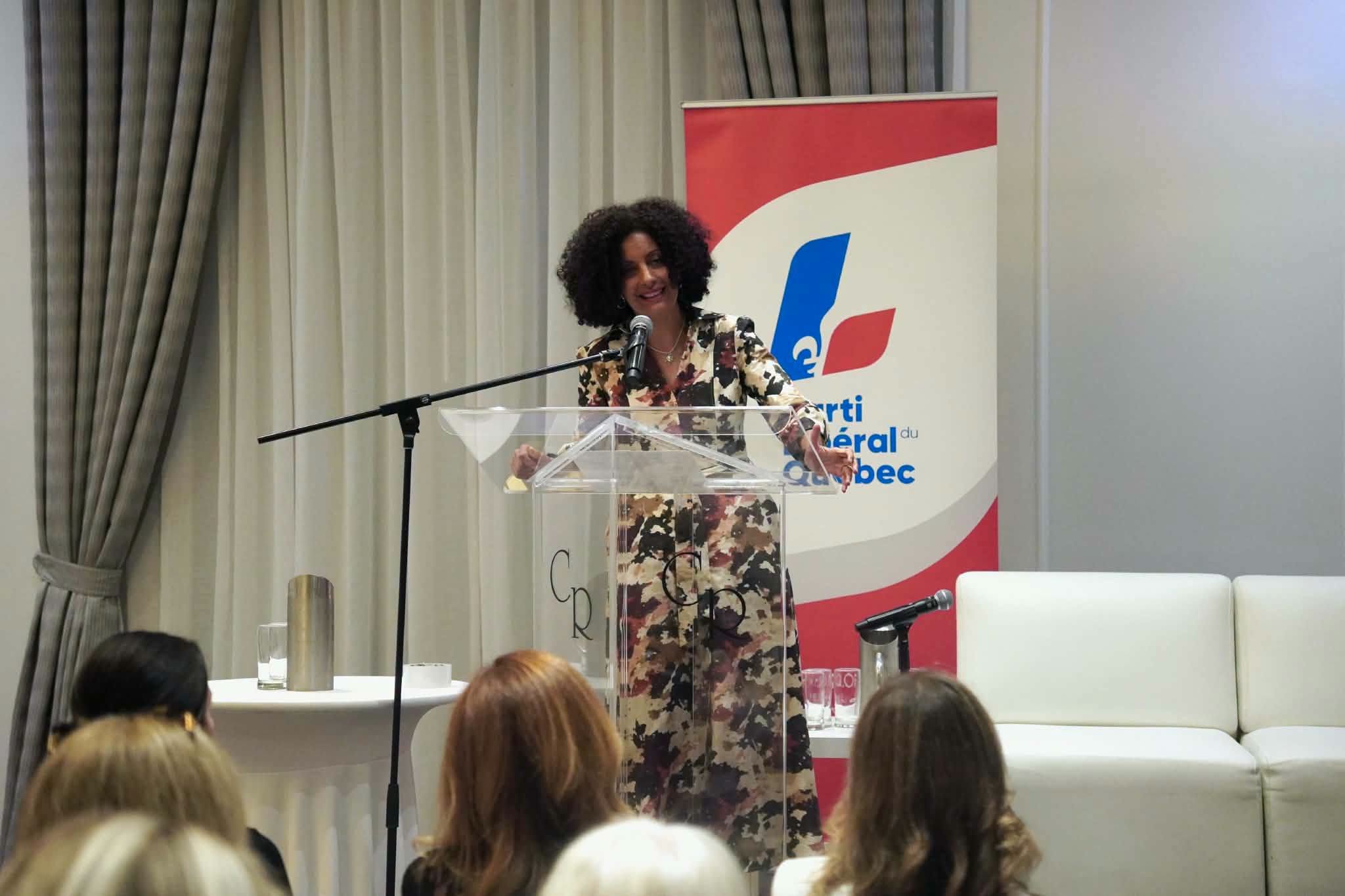 Dominique Anglade pendant son allocution. (Photo gracieuseté)
