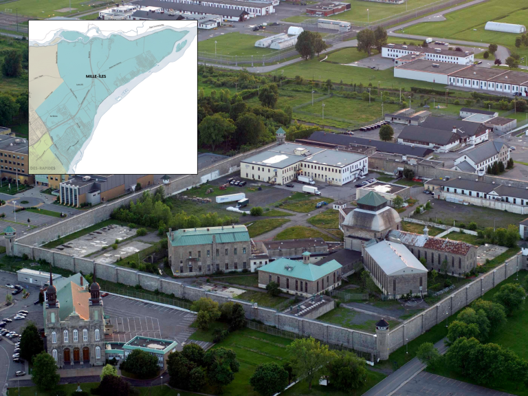 Au coeur de la circonscription de Mille-Îles se trouve l'ensemble carcéral désaffecté du Vieux-Pen voisinant avec l'église Saint-Vincent-de-Paul (coin inférieur gauche sur la photo).