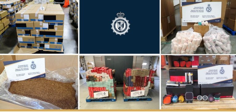 Une partie des produits du tabac et à base de nicotine saisis le mois dernier. (Photo de gracieuseté : ASFC)