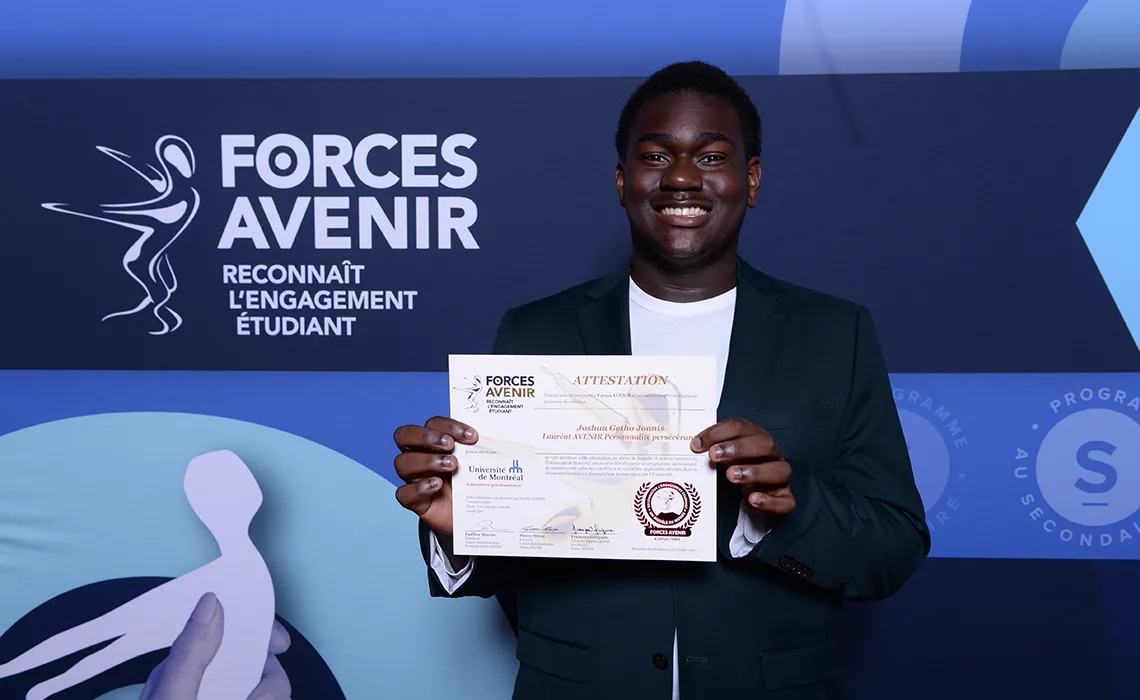 Joshua Getho Joanis, élève persévérant de Curé-Antoine-Labelle. (Photo gracieuseté - Gala Forces AVENIR)